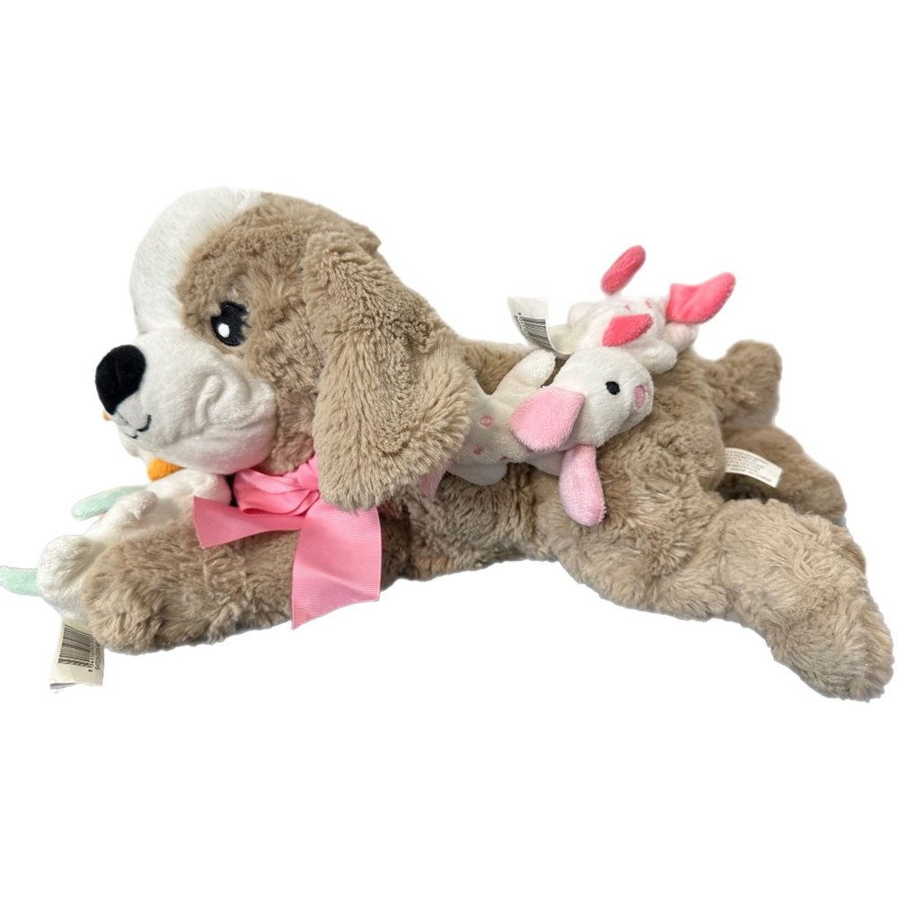 Anko Kmart Tan 16” Momma Dog with 4 Puppies Plush Vintage